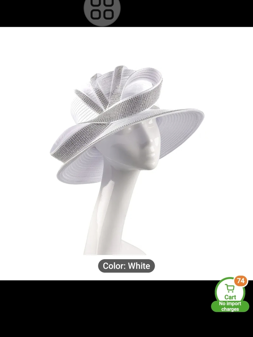 Elegant White Structured Dress Hat with Decorative Loops
